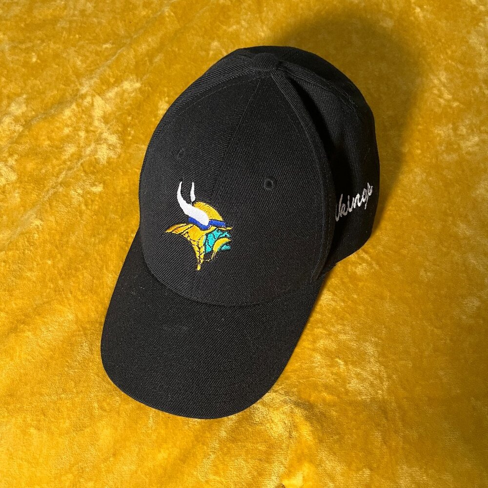 Minnesota Vikings Baseball Cap Curved Brim Adjustable Strap Black Unisex